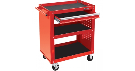 Тележка открытая, 3 полки и ящик, красная МАСТАК 520-01580R