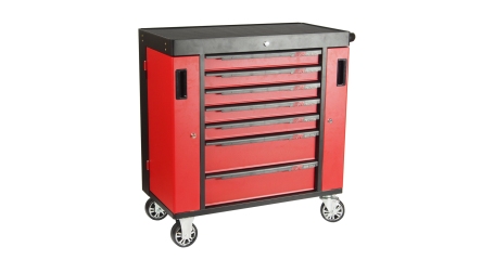 Тележка инструментальная красная с двумя боковыми ящиками JTC S1070 (7 секций)