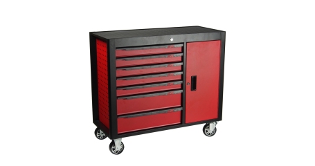 Тележка инструментальная красная с боковым ящиком JTC S1067 (7 секций)