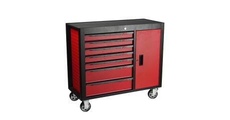 Тележка инструментальная красная с боковым ящиком JTC S1067 (7 секций)