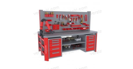 Большой слесарный верстак Гефест-ВС-5005-ЭП-2Х (RAL 7012/3002)