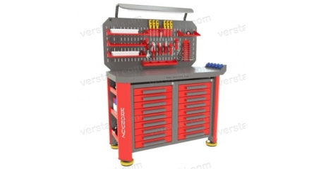 Двухтумбовый верстак с ножками и освещением Гефест-ВС-99-ЭПОБ