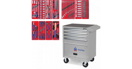 Инструментальная тележка с набором инструментов МАСТАК "СТАНДАРТ" 52-04186G, 186 предметов