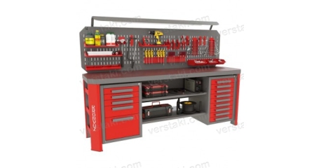 Металлический двухтумбовый верстак с синтетическим покрытием Гефест-ВС-5009-ЭПОБ