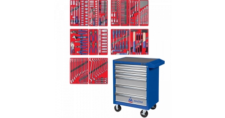 Тележка инструментальная с набором инструментов "ЛИДЕР" 270 предметов МАСТАК 52-06270B