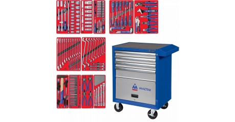 Тележка инструментальная с набором инструментов "МАСТЕР" 205 предметов МАСТАК 52-04205B