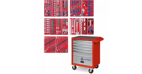 Инструментальная тележка с набором инструментов "ПРОФИ" 299 предметов МАСТАК 52-05299R