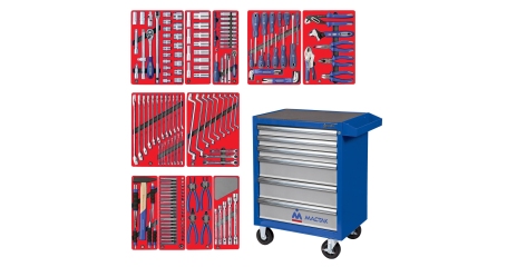 Набор инструментов МАСТЕР в синей тележке 205 предметов МАСТАК 52-06205B