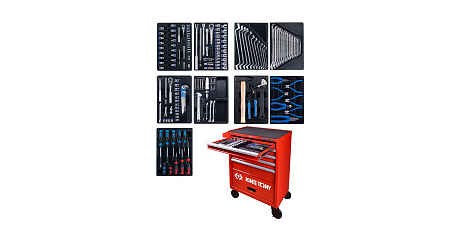 Инструментальная тележка с набором инструментов 161 предмет KING TONY 932-005MR