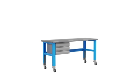 Стол металлический промышленный 2000 мм Верстакофф ® Place 2000 модуль с 3 ящиками на колесах