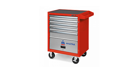 Тележка инструментальная серии «ОПТИМА», 5 полок и отсек, красная МАСТАК 522-05581MR