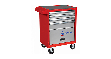 Тележка инструментальная серии «ПРИМА», 4 полки и отсек, красная МАСТАК 522-04581R