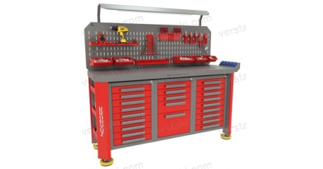 Трехтумбовый верстак с ножками для гаража Гефест-ВС-959-ЭПОБ