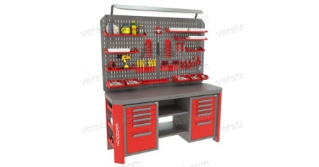 Верстак двухтумбовый с большим экраном Гефест-ВС-505-ЭДО