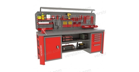 Верстак двухтумбовый с тисками Гефест-ВС-1005-ЭПО-Т2–Н2