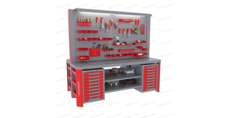 Верстак слесарный двойной Гефест-ВС-9009-ЭПО-2Х (RAL 7012/3002)