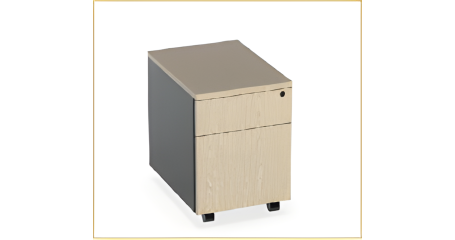 Тумба офисная PUMBA S2RAL 7024 Графитовый муар, Гикори натуральный