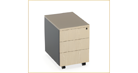 Тумба офисная PUMBA S3RAL 7024 Графитовый муар, Гикори натуральный