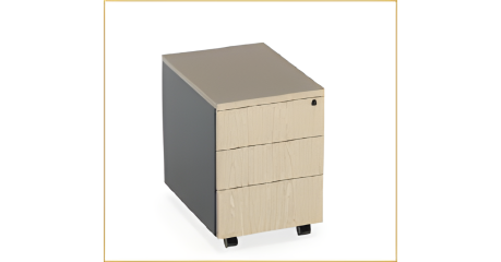 Тумба офисная PUMBA S3RAL 7024 Графитовый муар, Гикори натуральный