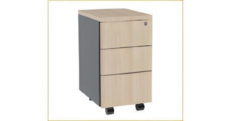 Тумба офисная TIMON S3RAL 7024 Графитовый муар, Гикори натуральный